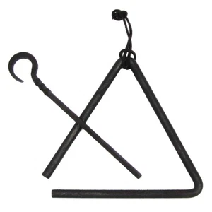 Old Iron Cowboy Western DINNER TRIANGLE Calling Bell Cast Iron Rustic Barn Decor - Picture 1 of 1