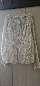 American Eagle Boho XXL Übergröße Stufen Langarm schick Blumen vorne zum Binden - Bild 1 von 5