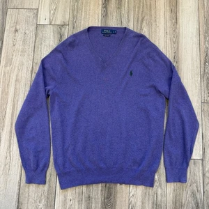 Polo Ralph Lauren Purple Pima Cotton V Neck Pullover Sweater Size Large/L EUC - Picture 1 of 6