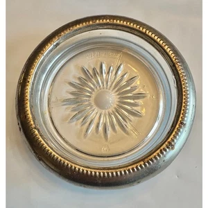 Vintage Leonard Versilbert Untersetzer/Aschenbecher Italien Rand Glasperlen 4 Zoll - Bild 1 von 6