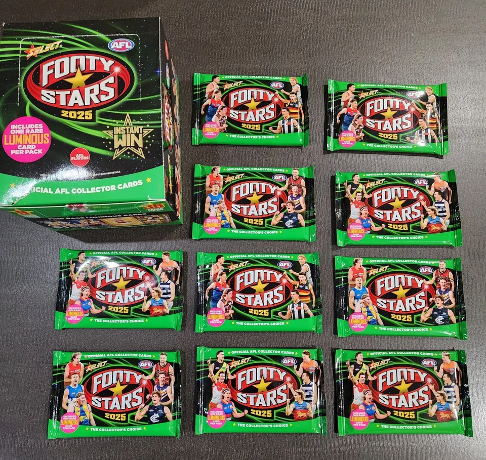 ONLY $2.89 PER PACK!!!! 10 X SEALED PACKS OF 2025 SELECT AFL FOOTY STARS CARDS - image 1 of 1