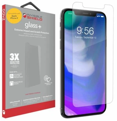 ZAGG iPhone XS Screen Protector Invisible Shield Glass + Tough Rugged New - Image 1 of 4