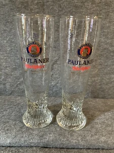 SET OF 2 • PAULANER MUNCHEN WeiBbier .5L Swirl Beer Glasses - 1634 - 10” Tall - Picture 1 of 6