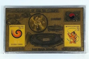 Olympische Spiele Seoul 1988 Gedenken an die Olympischen Briefmarken '88 Basketball Münze N3 - Bild 1 von 7
