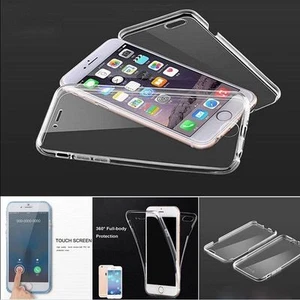 360° Front and Back Clear Full Gel Skin Case Cover For iPhone 14 13 12 11 8 7 6 - Picture 1 of 23