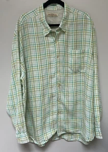 Tommy Bahama Men's LINEN Button Shirt Long Sleeve Green Plaid XXL/ 2XL - Picture 1 of 10