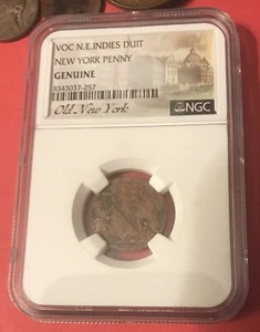 1735 Old New York Penny VOC Indies Duit - NGC Genuine - Picture 1 of 2