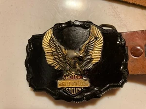 Vintage Harley Davidson Belt Brown Leather Eagles -SM - Picture 1 of 5