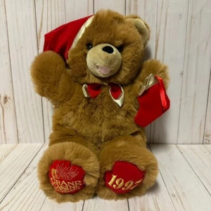 Peluche orsacchiotto di Natale vintage Grand Casino fiocco di neve 1997 oro rosso 12 pollici - Foto 1 di 12