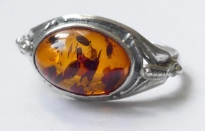 Anillo ámbar - cabujón plata 925 vintage años 90 anillo plata - Imagen 1 de 4