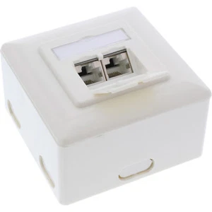 InLine® Cat.6A Anschlussdose, AP/UP 2x RJ45 Buchse, RAL9010, weiß, waagerecht - Bild 1 von 1