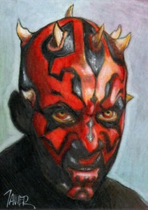 Star Wars DARTH MAUL Sith Lord Ray Park Jedi SKETCH Card PRINT open edition 2 - Picture 1 of 1