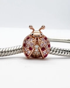 π Rose Gold Pink Ladybird Charm Bead Bug Insect Genuine 925 Sterling Silver π - Picture 1 of 9