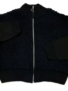 Topshop Solid Black Full Zip Crop Sweater Coat Jacket Womens Size 12 - Picture 1 of 9