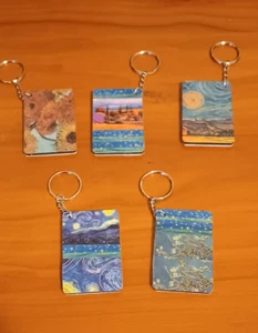 Portachiavi fatti a mano in lamina d'oro, ispirati a Van Gogh - Foto 1 di 11