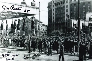 Guy Prestia signed Autogramm 4x6 Foto Säge Mussolini hängend WWII 45th Inf - Bild 1 von 2