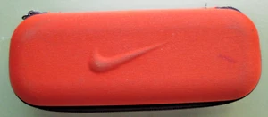 Nike Semi Hard Orange Eyeglass Sunglass Case Brown Zippered Closure VG Cond - Picture 1 of 4