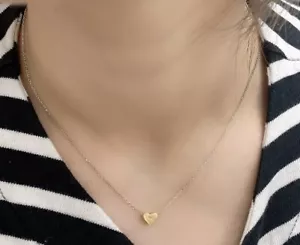 Collar de plata esterlina 925 (bolsa de regalo) cadena con colgante de corazón enchapado en oro - Imagen 1 de 3