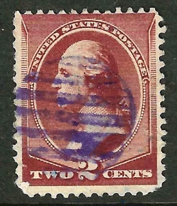 Fancy Cancel NICE PURPLE GRID 2 Cent Washington Sc #210 Banknote 1883 US 31F17 - Picture 1 of 2