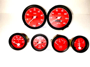 Smiths Replica Kit- ElecTempOilFuelAmp + Speedo 0-140 MPH + 0-80 RPM 100MM RB - Picture 1 of 3
