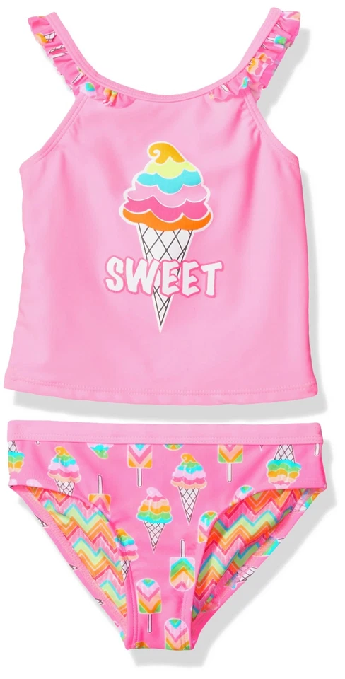 Angel Beach Niñas Rosa Tankini Set de Natación con Dulce Estampado de Helado Rosa Talla 5 Foto 1 de 1