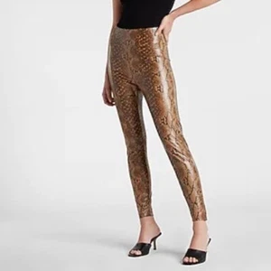 NEW! Express super high waisted mosaic snake faux leather Leggings Size Small - Picture 1 of 6