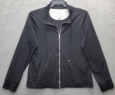 Tommy Bahama Sweatshirt Womens Medium Black Pine Apple Embroidered Sequin Zipper - Image 1 of 4