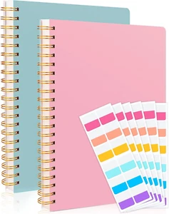 2 Pack Spiral Bound Notebook 8.5x11 Inch Lined Journal for Note Taking School - Picture 1 of 7