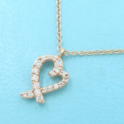 Auténtico collar de diamantes Tiffany & Co. Loving Hear de 16" oro rosa de 18 quilates Picasso #05963 Foto 1 de 4