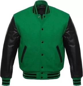 New Men's Premium Classic Snap Button Vintage Baseball Letterman Varsity Jacket - Picture 1 of 4