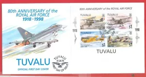 Tuvalu 80th Anniversary of ROYAL AIR FORCE S/S + set on 2 FDC Cover - Picture 1 of 2