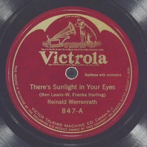 REINALD WERRENRATH There'S Sunlight In Your Eyes VICTROLA 64987 VG+ 78 10" 1921 - Bild 1 von 4