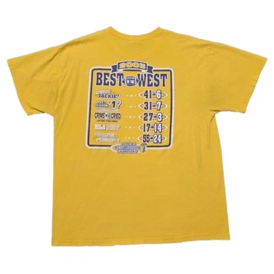 Camiseta masculina vintage LSU Tigers 2003 Best In The West GG dupla face dourada - Imagem 1 de 4