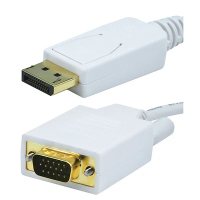 6ft DisplayPort to VGA Cable 28AWG Gold Plated  White - Image 1 of 2