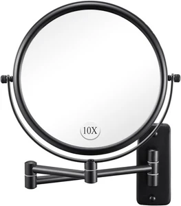 Wall Mounted Makeup Mirror - 1X/10X Magnifying 12.4"L x 9.8"W, Black  - Picture 1 of 7