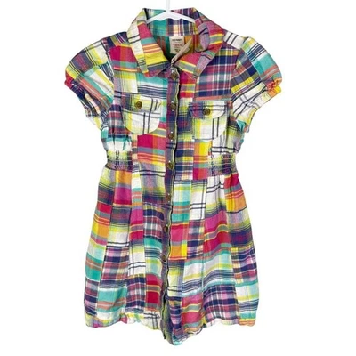 Vintage Old Navy 4T Girls Madras Plaid Shirt Dress EUC Short Sleeves Summer - Image 1 of 4
