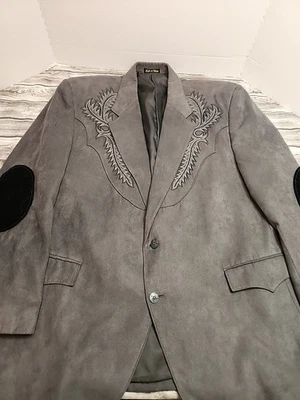 Circle S Texas Classic Embroidered Western Blazer Sport Coat Mens Size 48R Gray - Image 1 of 4