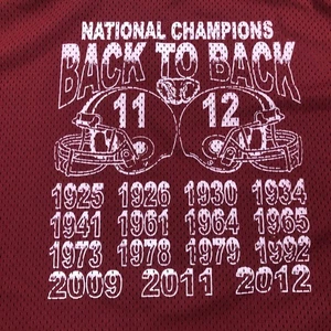 Maglia Alabama Football National Championship Storia Back To Back 2011 2012 Vintage - Foto 1 di 12