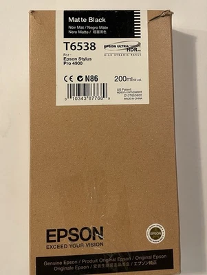 Epson T6538 200ml Matte Black Ultrachrome HDR Ink 4900 OEM 5/2017 - Image 1 of 4