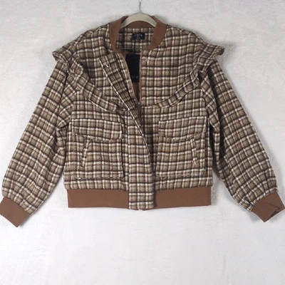 Chaqueta bomber para mujer Fate marrón preppy a cuadros talla S Foto 1 de 4