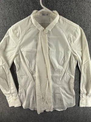 Brunello Cucinelli 女式白色长袖纽扣衬衫大号棉混纺 — 第 1/4 张图片
