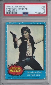 1977 Topps Star Wars Series 1 Harrison Ford as Han Solo #58 -  PSA 7 NM - Picture 1 of 2