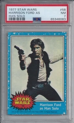 1977 Topps Star Wars Series 1 Harrison Ford as Han Solo #58 -  PSA 7 NM - Image 1 of 2