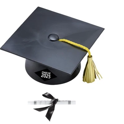 Набор для выпускного торта топперы для кексов черная крышка и золотые кисточки | класс 2024 - Изображение 1 из 3