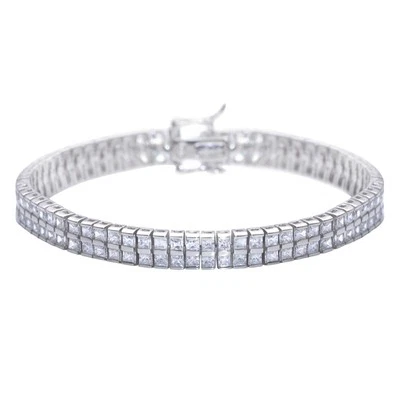 Silverly Bracciale Argento 925 Zirconi Cubici Piazza Doppia Lunetta Tennis - Immagine 1 di 3