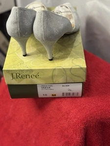 J. Renee VEEVA-FASIL Silver Glitter Fabric Sz10 - Picture 1 of 8
