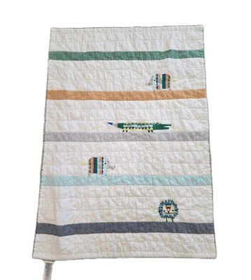 Edredón Pottery Barn Niños Colby Animal Bebé Bordado Caimán Elefante León  Foto 1 de 4