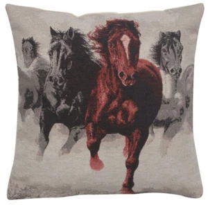 Wild Horses III Jacquard Woven Accent Throw Pillow Cushion Cover Home Decor Art - Picture 1 of 4