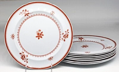 8 Spode Gloucester Red Dinner Plates Fine Stone - Image 1 of 4
