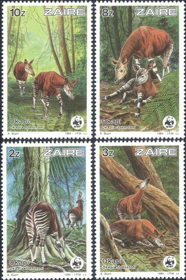 Zaire 1984 WWF/Okapi/Antelope/Wildlife/Endangered Animals/Nature 4v set (n21461) - Image 1 of 1
